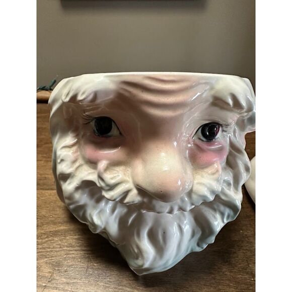 Vintage Santa Claus Cookie Storage Jar Lid Large Ceramic Christmas Kitchen Decor - Picture 7 of 11